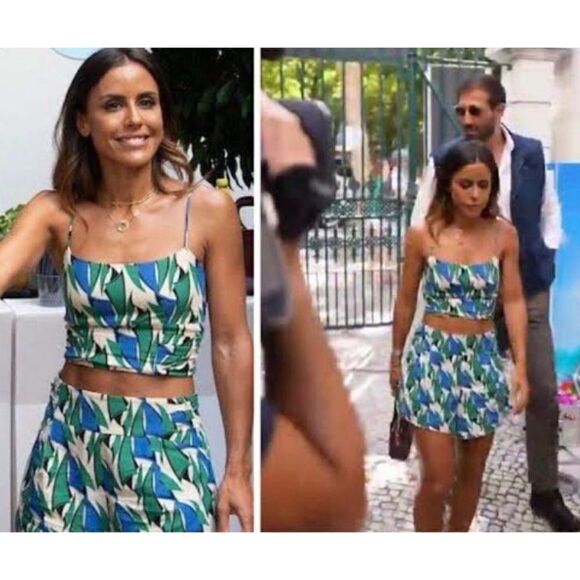 NWT Zara Celeb Style Blogger’s Favorite Printed Linen Blend Crop Top, Size XS - Picture 7 of 14